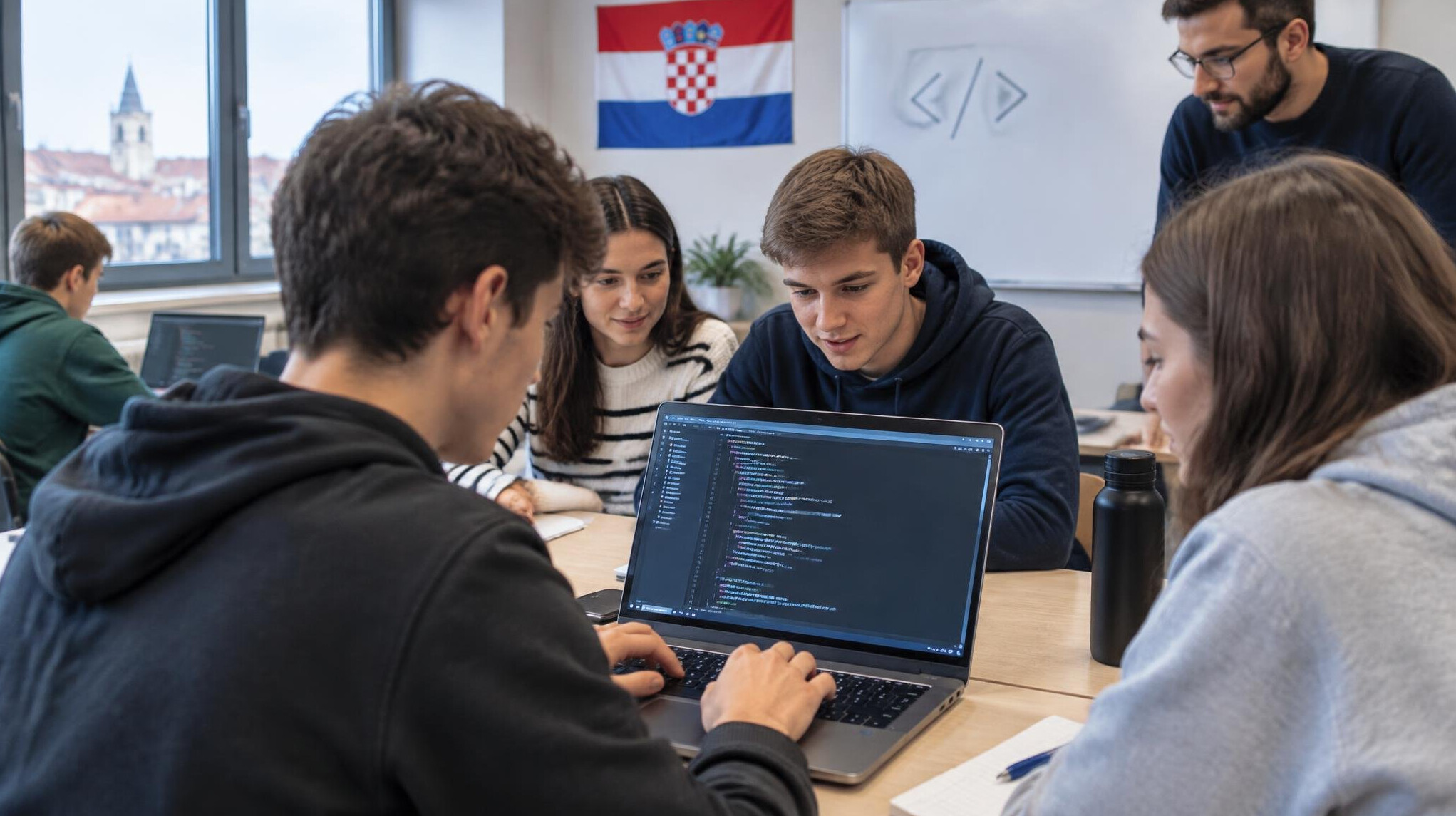 croatian students coding in classroom